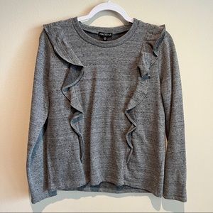 J. Crew Ruffled Gray Blouse Small
